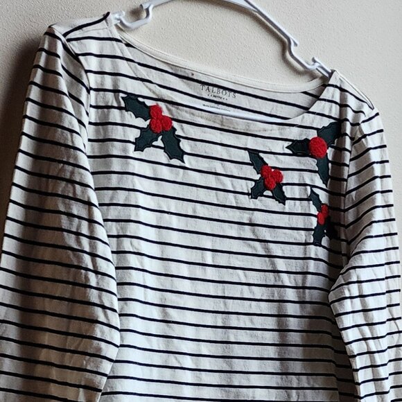 NWT Talbots Holly Striped Scoop Neck Jersey Size Petite Medium - Picture 2 of 16